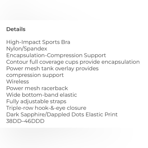 Navy Blue Sports Bra- 44DDD - Picture 7 of 7